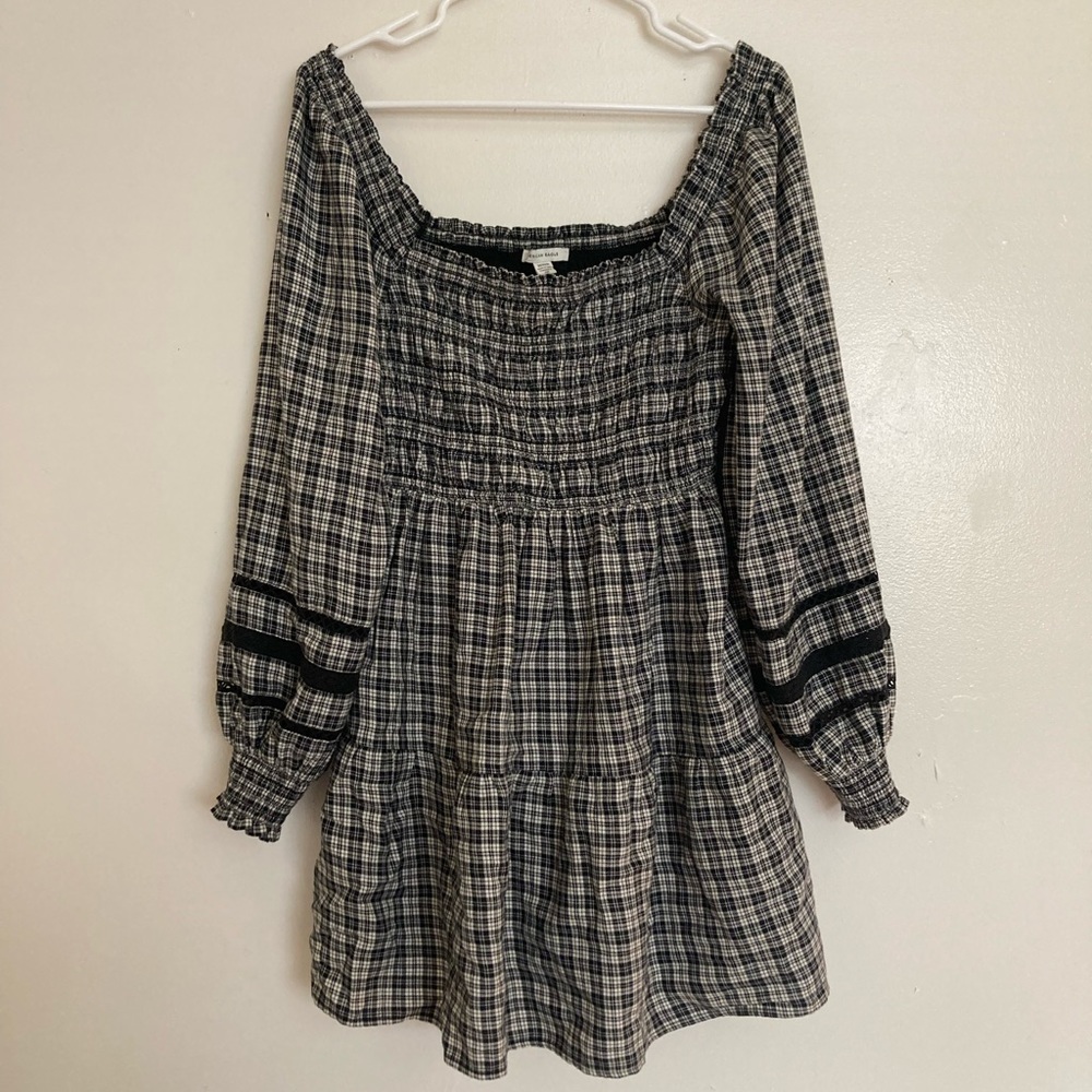 American Eagle Plaid Black and White Dress Size M